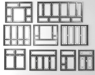 新中式平开窗3D模型下载