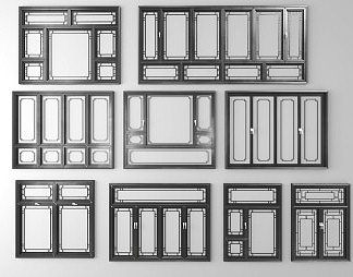 新中式平开窗3D模型下载