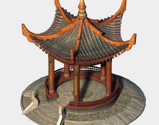 中式卡通建筑3D模型下载