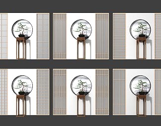 新中式隔断3D模型下载