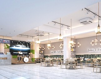 现代奶茶店3D模型下载