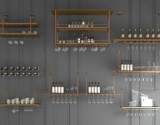 现代酒架3D模型下载