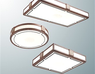 新中式吸顶灯3D模型下载