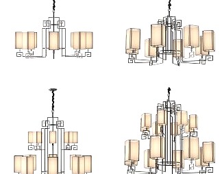 新中式吊灯3D模型下载