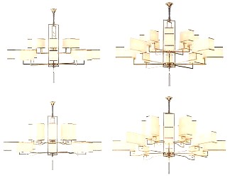 新中式吊灯3D模型下载