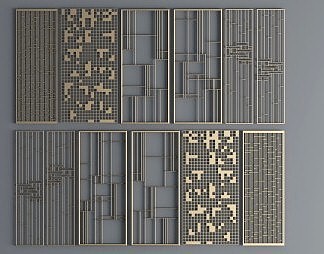 现代隔断3D模型下载