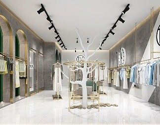 工业LOFT服装店3D模型下载