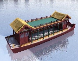 中式船3D模型下载
