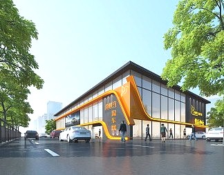 现代4S店建筑3D模型下载