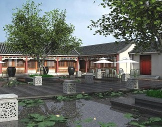 中式庭院3D模型下载