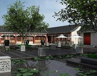 中式庭院3D模型下载