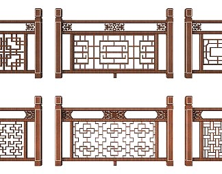 新中式护栏3D模型下载