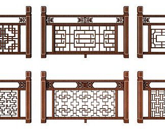 新中式护栏3D模型下载