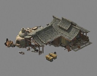 中式卡通建筑3D模型下载