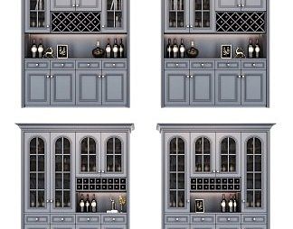 简欧酒柜3D模型下载