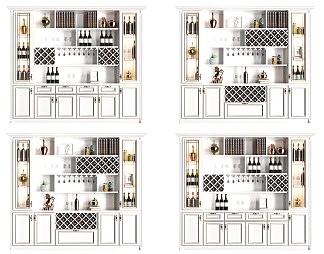 简欧酒柜3D模型下载