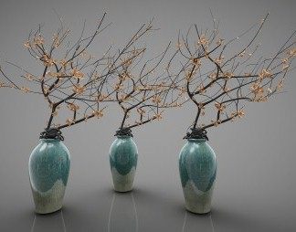 新中式花瓶花卉3D模型下载