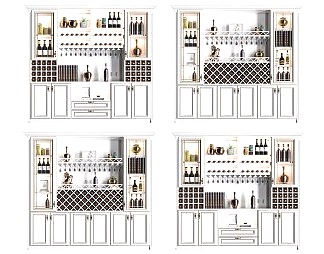 简欧酒柜3D模型下载