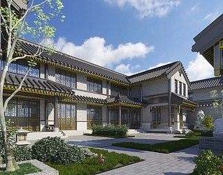 中式庭院3D模型下载