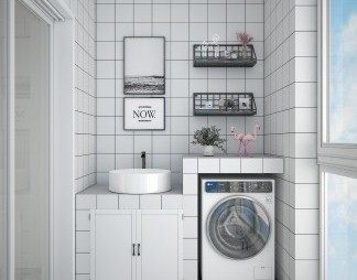 现代洗衣机柜3D模型下载