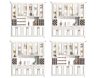 简欧酒柜3D模型下载