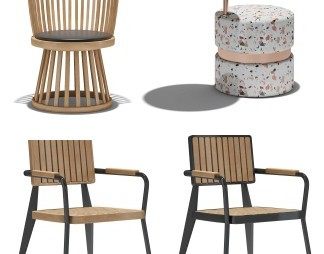 现代餐椅3D模型下载