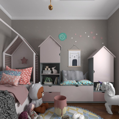 现代儿童房卧室3d模型