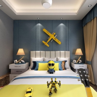 现代卧室男孩房VR全景3D模型