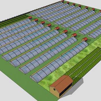 大型蔬菜温室大棚SU模型下载_sketchup草图大师SKP模型