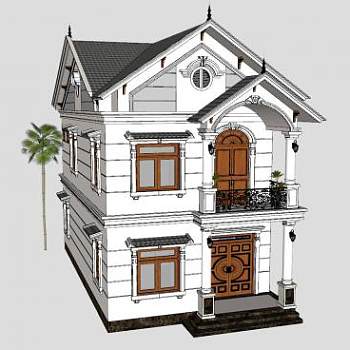 西欧别墅住宅建筑SU模型下载_sketchup草图大师SKP模型