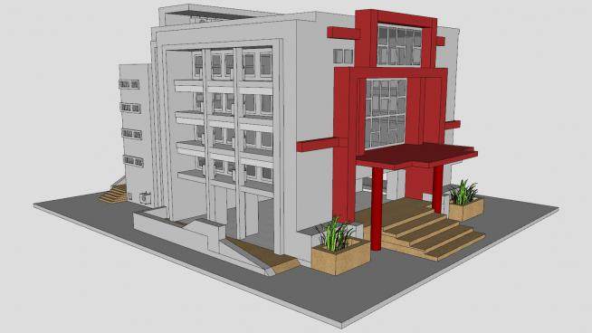 现代小型办公楼建筑sketchup模型下载_sketchup草图大师SKP模型