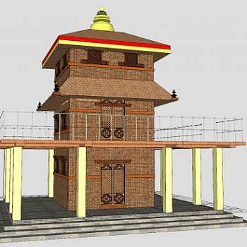 尼泊尔风格寺庙SU模型下载_sketchup草图大师SKP模型