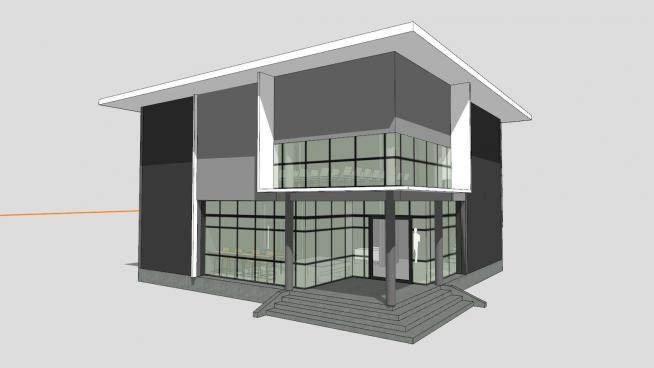 两层办公楼建筑SU模型下载_sketchup草图大师SKP模型
