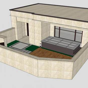 平房别墅住宅建筑SU模型下载_sketchup草图大师SKP模型