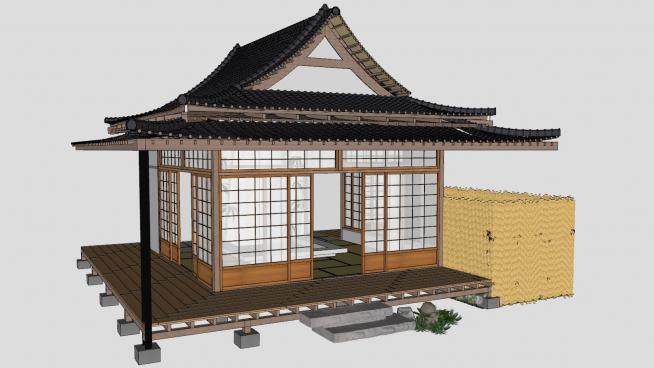 日式庭院古建筑日本住宅SU模型下载_sketchup草图大师SKP模型