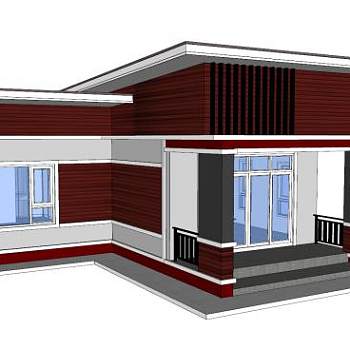 一层别墅建筑住宅SU模型下载_sketchup草图大师SKP模型