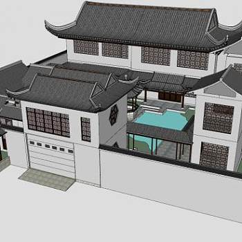 四合院建筑住宅SU模型下载_sketchup草图大师SKP模型