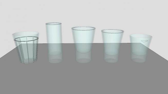 常见的玻璃杯水杯SU模型下载_sketchup草图大师SKP模型