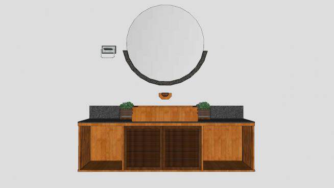 木质浴室柜镜子现代家具SU模型下载_sketchup草图大师SKP模型