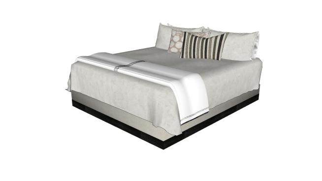 现代双人床床上用品SU模型下载_sketchup草图大师SKP模型