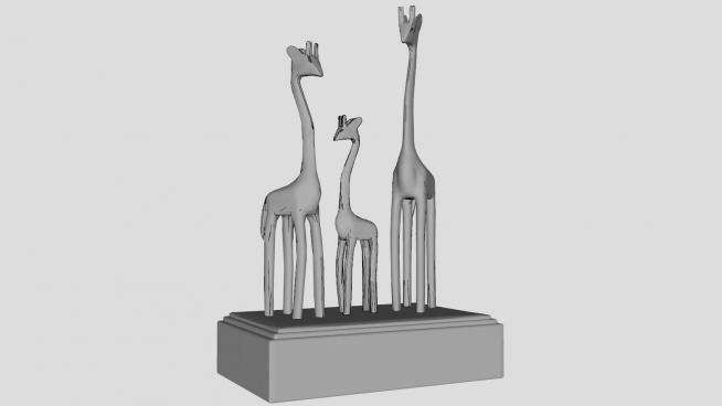 长颈鹿景观雕塑SU模型下载_sketchup草图大师SKP模型
