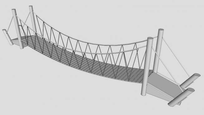 木质吊桥sketchup模型下载_sketchup草图大师SKP模型