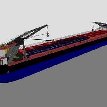 江里航行的货轮轮船SU模型_su模型下载 草图大师模型_SKP模型