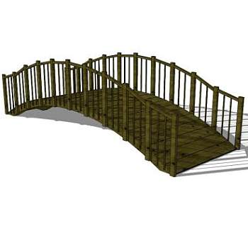 深色木桥栈道桥SU模型下载_sketchup草图大师SKP模型