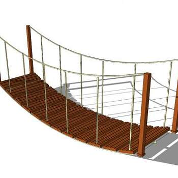 悬崖木桥栈道桥SU模型下载_sketchup草图大师SKP模型