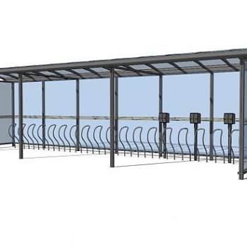遮阳棚停车架雨棚SU模型下载_sketchup草图大师SKP模型