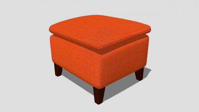 橙色沙发坐凳SU模型下载_sketchup草图大师SKP模型