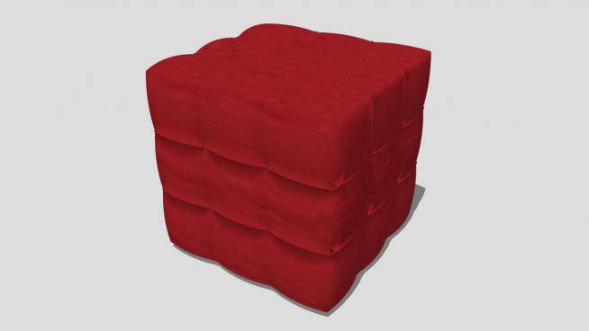 方形红色沙发坐凳SU模型下载_sketchup草图大师SKP模型
