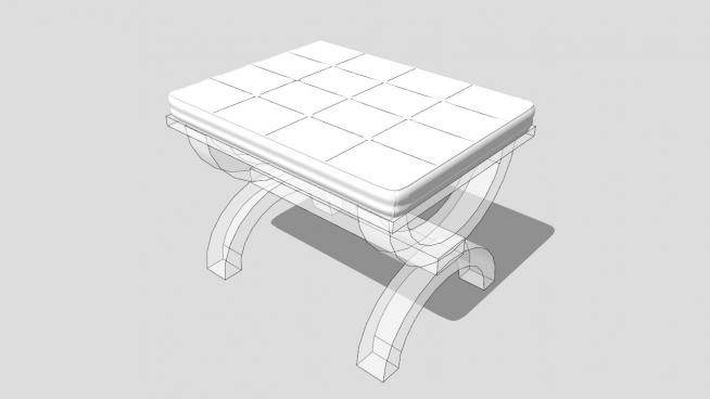 白色现代沙发坐凳SU模型下载_sketchup草图大师SKP模型