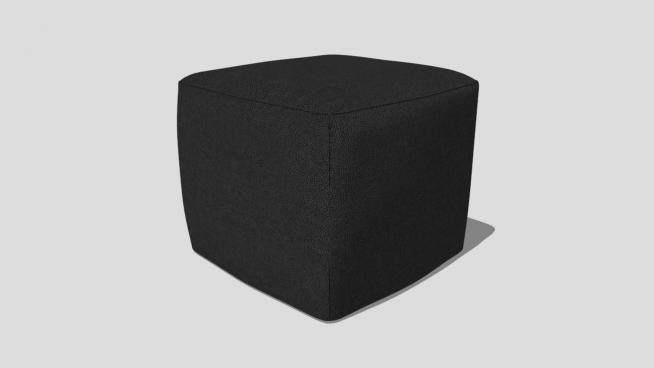 黑色方形沙发坐凳SU模型下载_sketchup草图大师SKP模型
